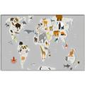 Picture of Animals Map Grey _GroupedProduct_Rectangle_Landscape_Canvas_Framed_