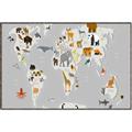 Picture of Animals Map Grey _GroupedProduct_Rectangle_Landscape_Canvas_Framed_