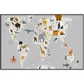 Picture of Animals Map Grey _GroupedProduct_Rectangle_Landscape_Canvas_Framed_
