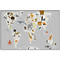 Picture of Animals Map Grey _GroupedProduct_Rectangle_Landscape_Canvas_Framed_