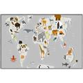 Picture of Animals Map Grey _GroupedProduct_Rectangle_Landscape_Canvas_Framed_