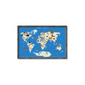 Picture of Animals Map Blue _GroupedProduct_Rectangle_Landscape_Canvas_Framed_