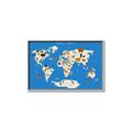 Picture of Animals Map Blue _GroupedProduct_Rectangle_Landscape_Canvas_Framed_