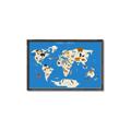 Picture of Animals Map Blue _GroupedProduct_Rectangle_Landscape_Canvas_Framed_