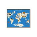 Picture of Animals Map Blue _GroupedProduct_Rectangle_Landscape_Canvas_Framed_