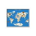 Picture of Animals Map Blue _GroupedProduct_Rectangle_Landscape_Canvas_Framed_