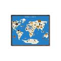 Picture of Animals Map Blue _GroupedProduct_Rectangle_Landscape_Canvas_Framed_