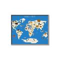 Picture of Animals Map Blue _GroupedProduct_Rectangle_Landscape_Canvas_Framed_