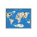 Picture of Animals Map Blue _GroupedProduct_Rectangle_Landscape_Canvas_Framed_