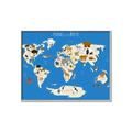 Picture of Animals Map Blue _GroupedProduct_Rectangle_Landscape_Canvas_Framed_