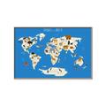 Picture of Animals Map Blue _GroupedProduct_Rectangle_Landscape_Canvas_Framed_