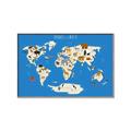 Picture of Animals Map Blue _GroupedProduct_Rectangle_Landscape_Canvas_Framed_