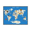 Picture of Animals Map Blue _GroupedProduct_Rectangle_Landscape_Canvas_Framed_
