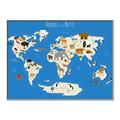 Picture of Animals Map Blue _GroupedProduct_Rectangle_Landscape_Canvas_Framed_