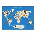 Picture of Animals Map Blue _GroupedProduct_Rectangle_Landscape_Canvas_Framed_