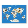 Picture of Animals Map Blue _GroupedProduct_Rectangle_Landscape_Canvas_Framed_