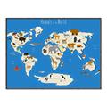 Picture of Animals Map Blue _GroupedProduct_Rectangle_Landscape_Canvas_Framed_