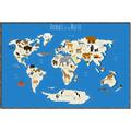 Picture of Animals Map Blue _GroupedProduct_Rectangle_Landscape_Canvas_Framed_
