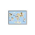 Picture of Animals Map Light Blue _GroupedProduct_Rectangle_Landscape_Canvas_Framed_