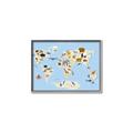 Picture of Animals Map Light Blue _GroupedProduct_Rectangle_Landscape_Canvas_Framed_
