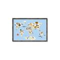Picture of Animals Map Light Blue _GroupedProduct_Rectangle_Landscape_Canvas_Framed_