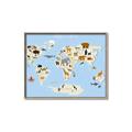 Picture of Animals Map Light Blue _GroupedProduct_Rectangle_Landscape_Canvas_Framed_