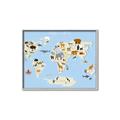 Picture of Animals Map Light Blue _GroupedProduct_Rectangle_Landscape_Canvas_Framed_