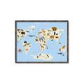Picture of Animals Map Light Blue _GroupedProduct_Rectangle_Landscape_Canvas_Framed_