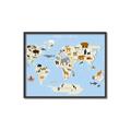 Picture of Animals Map Light Blue _GroupedProduct_Rectangle_Landscape_Canvas_Framed_