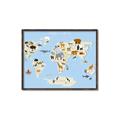 Picture of Animals Map Light Blue _GroupedProduct_Rectangle_Landscape_Canvas_Framed_