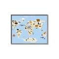 Picture of Animals Map Light Blue _GroupedProduct_Rectangle_Landscape_Canvas_Framed_