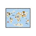 Picture of Animals Map Light Blue _GroupedProduct_Rectangle_Landscape_Canvas_Framed_