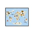 Picture of Animals Map Light Blue _GroupedProduct_Rectangle_Landscape_Canvas_Framed_