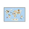 Picture of Animals Map Light Blue _GroupedProduct_Rectangle_Landscape_Canvas_Framed_