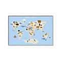 Picture of Animals Map Light Blue _GroupedProduct_Rectangle_Landscape_Canvas_Framed_