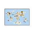 Picture of Animals Map Light Blue _GroupedProduct_Rectangle_Landscape_Canvas_Framed_