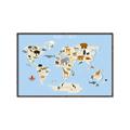 Picture of Animals Map Light Blue _GroupedProduct_Rectangle_Landscape_Canvas_Framed_