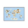 Picture of Animals Map Light Blue _GroupedProduct_Rectangle_Landscape_Canvas_Framed_