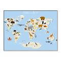 Picture of Animals Map Light Blue _GroupedProduct_Rectangle_Landscape_Canvas_Framed_