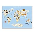 Picture of Animals Map Light Blue _GroupedProduct_Rectangle_Landscape_Canvas_Framed_