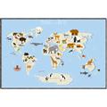 Picture of Animals Map Light Blue _GroupedProduct_Rectangle_Landscape_Canvas_Framed_