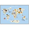 Picture of Animals Map Light Blue _GroupedProduct_Rectangle_Landscape_Canvas_Framed_