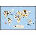Picture of Animals Map Light Blue _GroupedProduct_Rectangle_Landscape_Canvas_Framed_
