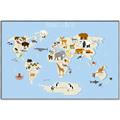 Picture of Animals Map Light Blue _GroupedProduct_Rectangle_Landscape_Canvas_Framed_