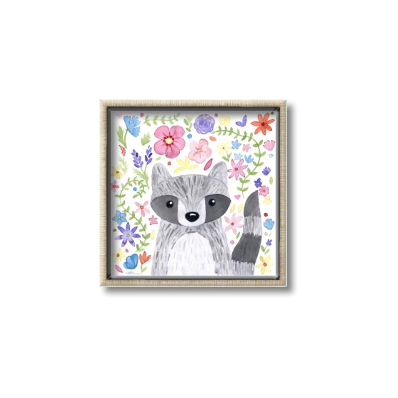 Picture of In the Garden Raccoon _GroupedProduct_Square_Mini_ _GroupedProduct_Square_Canvas_Framed_