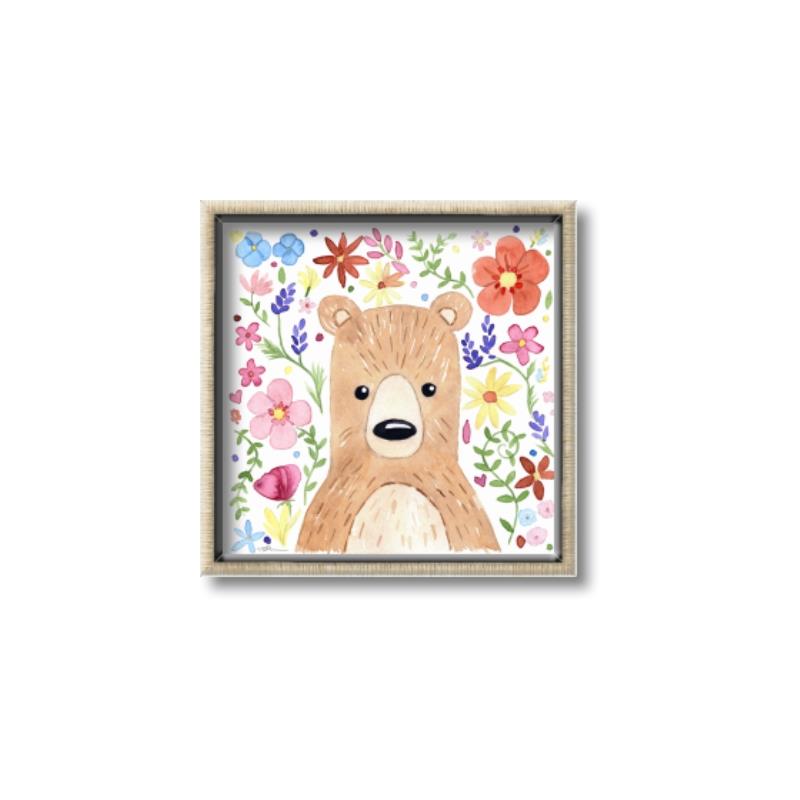 Picture of In the Garden Bear _GroupedProduct_Square_Mini_ _GroupedProduct_Square_Canvas_Framed_