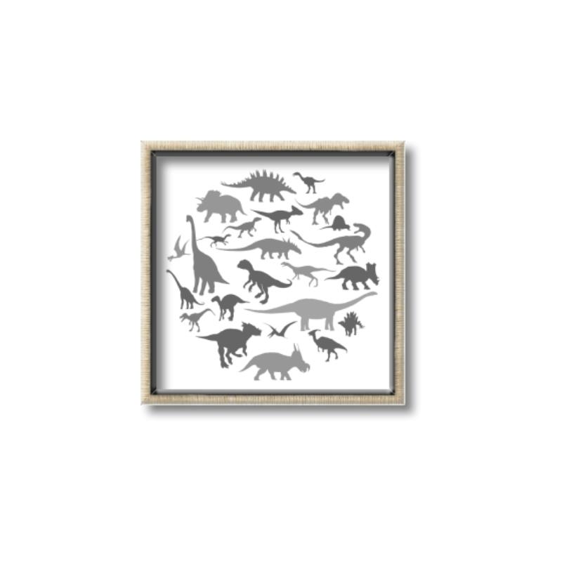 Picture of Dino Party Gray _GroupedProduct_Square_Mini_ _GroupedProduct_Square_Canvas_Framed_