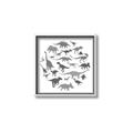 Picture of Dino Party Gray _GroupedProduct_Square_Mini_ _GroupedProduct_Square_Canvas_Framed_