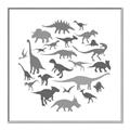 Picture of Dino Party Gray _GroupedProduct_Square_Mini_ _GroupedProduct_Square_Canvas_Framed_
