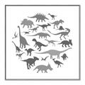 Picture of Dino Party Gray _GroupedProduct_Square_Mini_ _GroupedProduct_Square_Canvas_Framed_